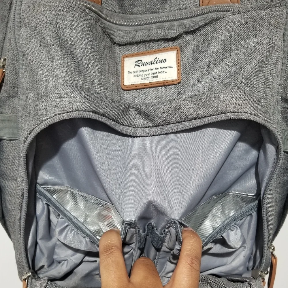 Ruvalino Gray Large Multifunctional Travel Maternity Baby Diaper Bag Bookbag